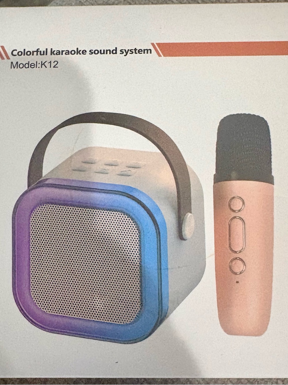 K12 Colorful Portable Karaoke Speaker with Microphone - Black
